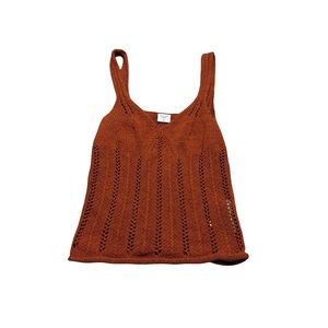 ✨🧶 Abercrombie‎ & Fitch Rust Open-Knit Sweater Tank Top M 🧶✨